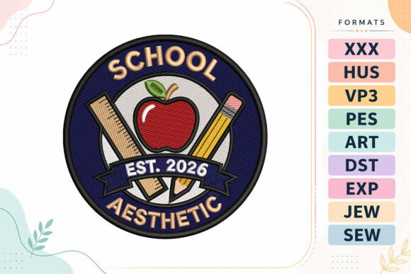 Aesthetic Back to School: A Timeless Embroidery Design for Seasonal Appeal