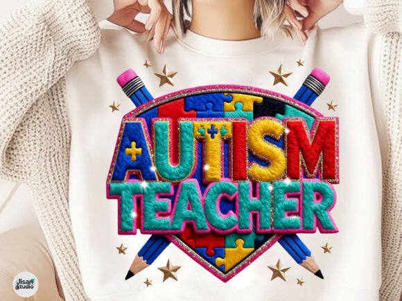 Autism Teacher Faux Yarn Embroidery PNG Review