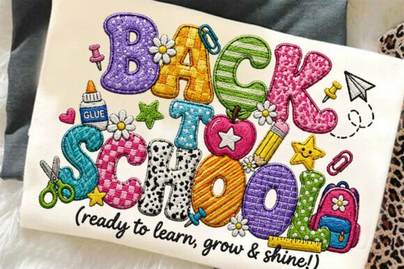 Back to School Embroidery Typography PNG Review