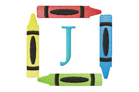 Crayons Frame Monogram Letter J Review for Seasonal Embroidery