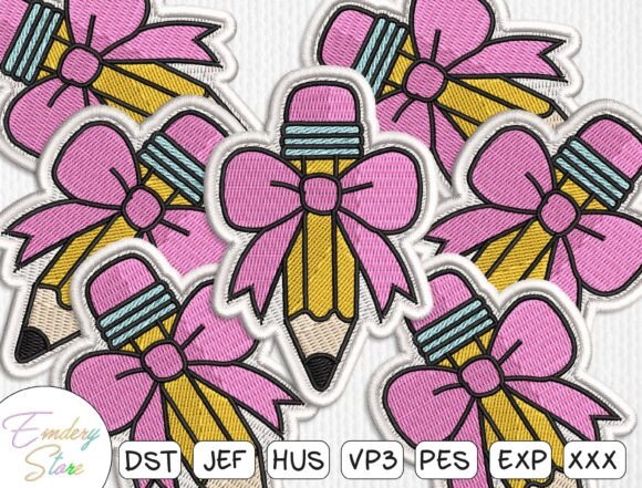 Cute and Playful School Supplies Patch Embroidery File for Personalized Gifts