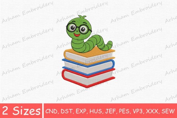 Cute Caterpillar Reading Book Embroidery Review