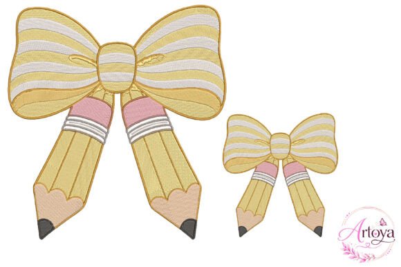 Cute Pencil Bow Embroidery Design: A Back-to-School Gem for Sellers