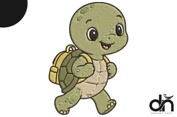 Cute School Turtle Embroidery Design Review for Small Business Merch