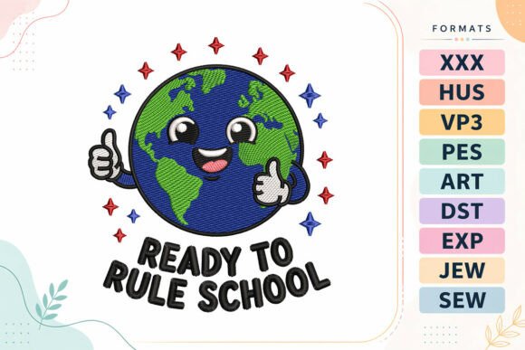 Earth Kawaii Back to School: A Playful Embroidery Design for Handmade Gifts