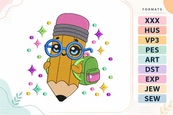 Kawaii Back to School Pencil Embroidery Design Review