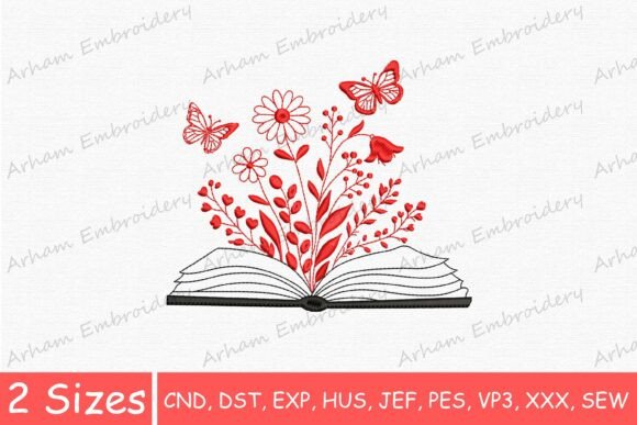 Reading Book Flower Butterfly Embroidery Design Review