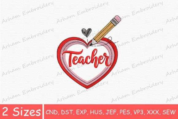 School Teacher Love Heart Embroidery Design Review