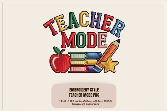 Teacher Mode Faux Embroidery PNG Design Review for Business Use