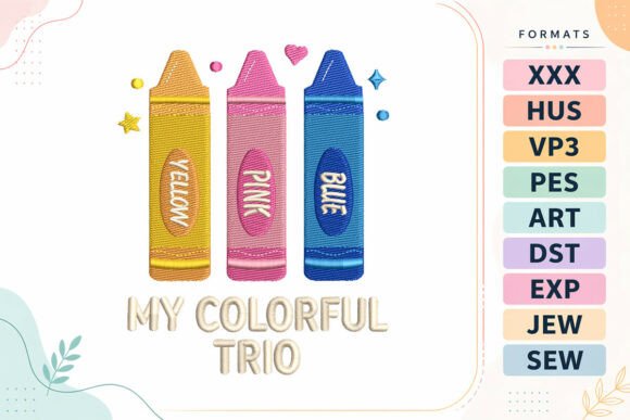 Trio Crayon Back to School Embroidery Design Review